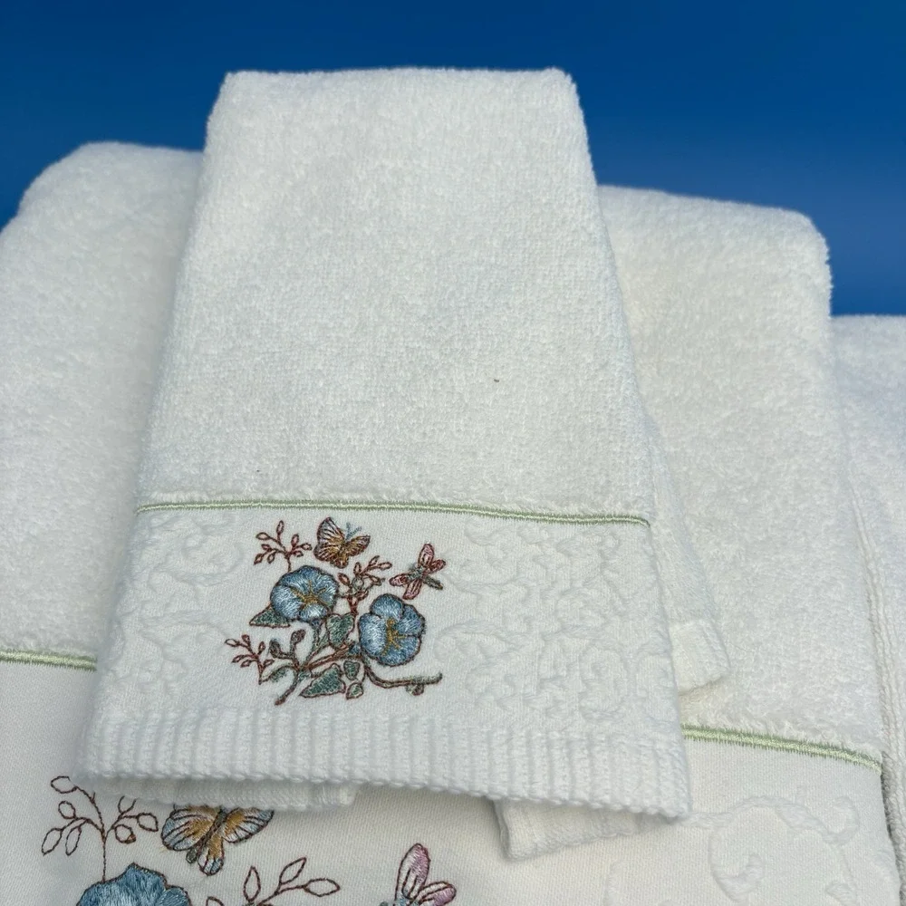 Lenox Butterfly Meadow Bath Hand Finger Tip Towel Set Of 4 Vtg EUC Tags
